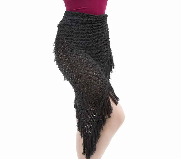 Repetto Womens WarmUp Knit Shawl With Fringes Anthracite Grey