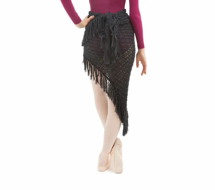 Repetto Womens WarmUp Knit Shawl With Fringes Anthracite Grey