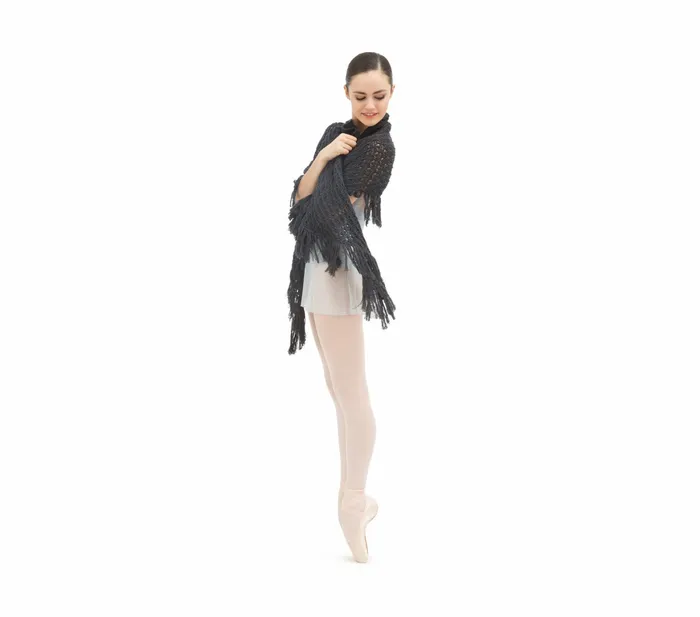Repetto Womens WarmUp Knit Shawl With Fringes Anthracite Grey
