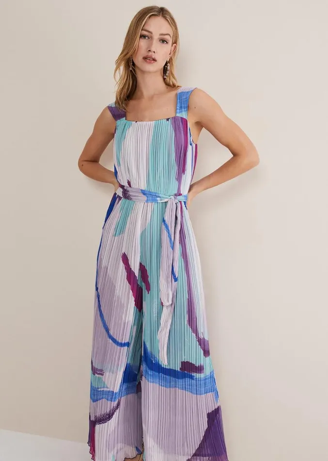 Rhona Abstract Wide Leg Jumpsuit Multicoloured Women Phase Eight Dresses