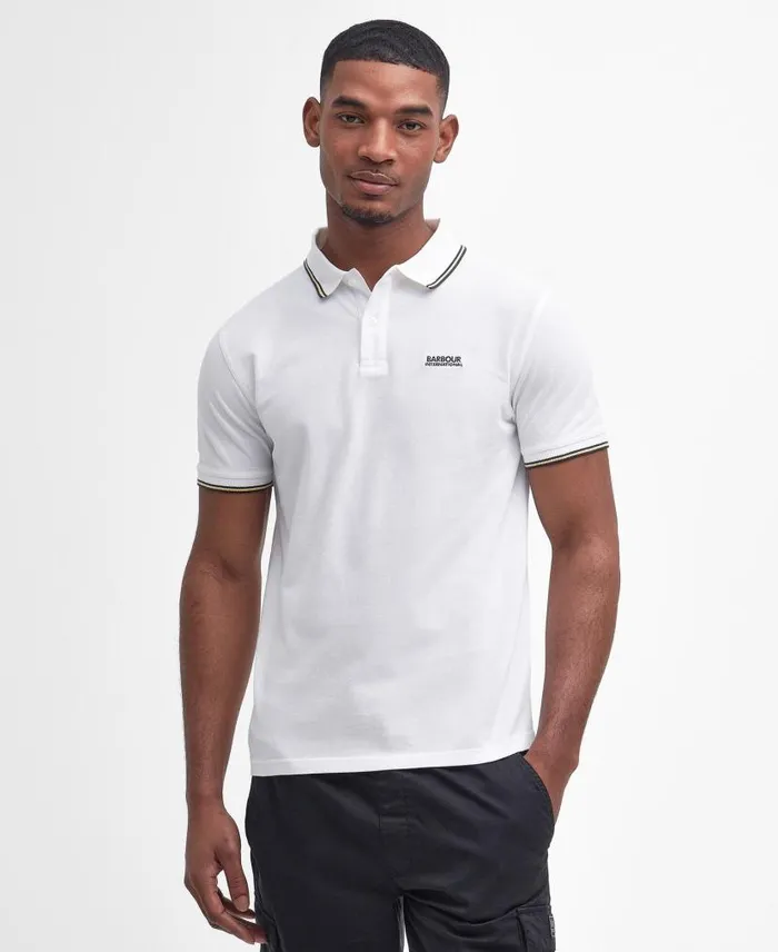 Rider Tipped ShortSleeved Polo Shirt Dusty Blue Men Barbour Polo Shirts