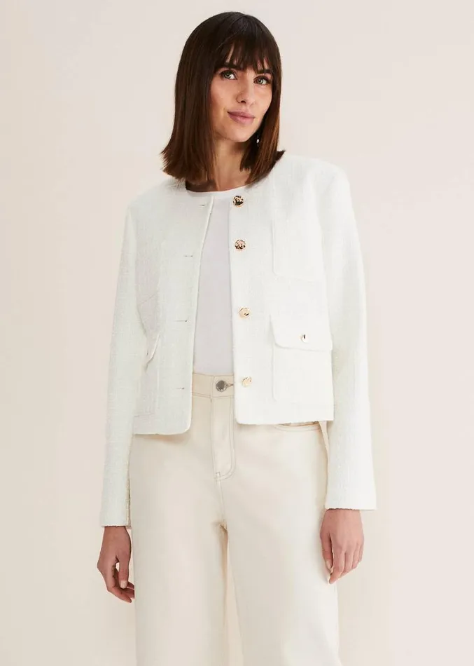 Ripley Tweed Jacket Ivory Women Phase Eight Jackets