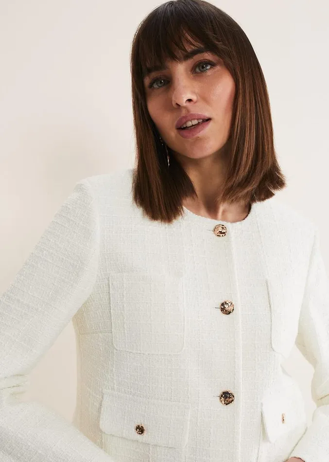 Ripley Tweed Jacket Ivory Women Phase Eight Jackets