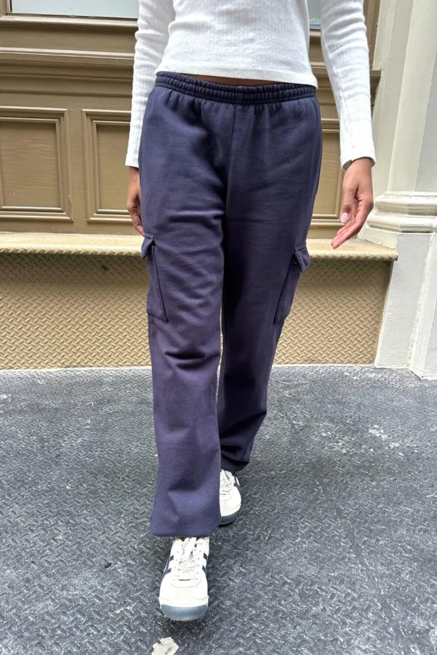 Rosa Pockets Sweatpants Navy Blue Women Brandy Melville Sweatpants and Sweatshirts
