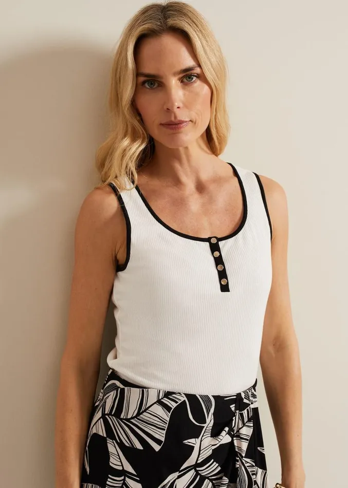 Rylan Contrast Detail Vest Top Ivory Women Phase Eight Tops and TShirts