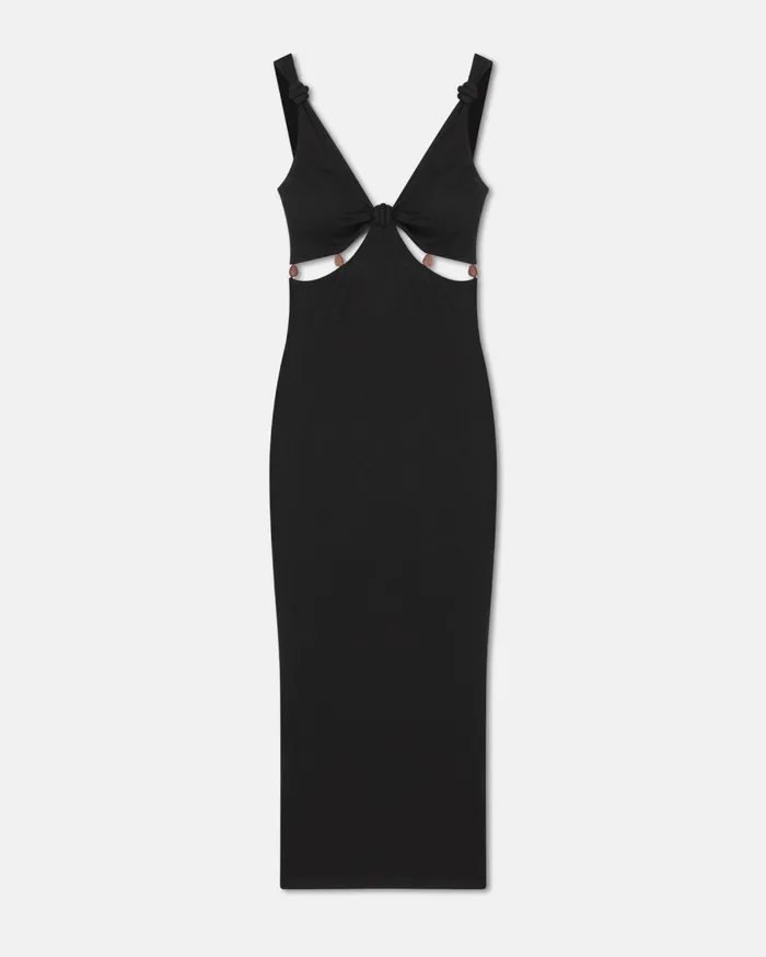 Saar Beaded MeshJersey Midi Dress Black Women Nanushka Dresses