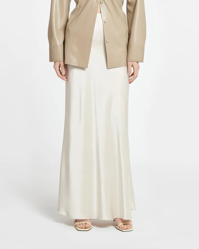 Sabeen Slip Satin Maxi Skirt Creme Women Nanushka Skirts