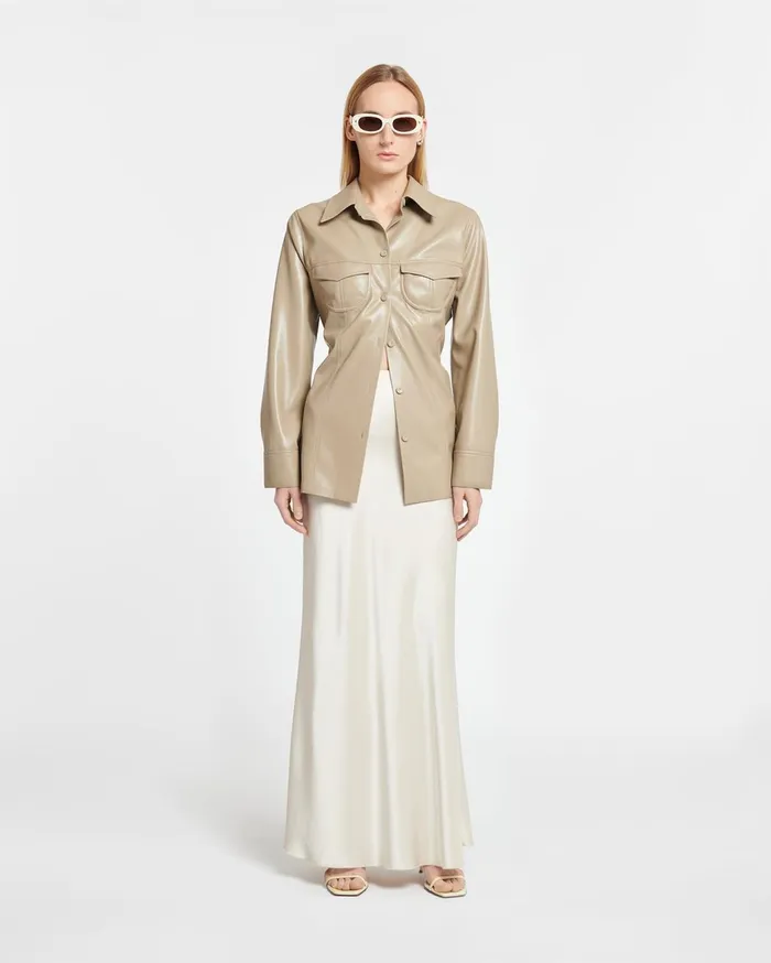 Sabeen Slip Satin Maxi Skirt Creme Women Nanushka Skirts