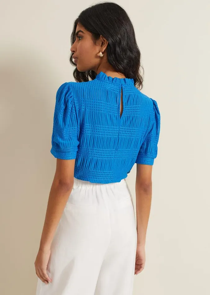 Samiha Textured Top Blue Women Phase Eight Tops and TShirts