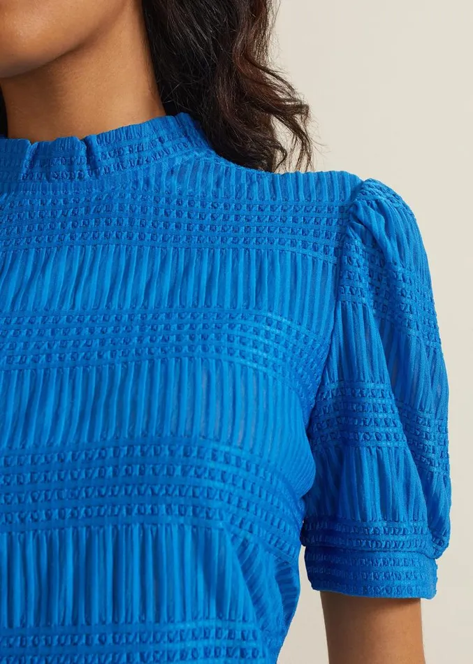 Samiha Textured Top Blue Women Phase Eight Tops and TShirts