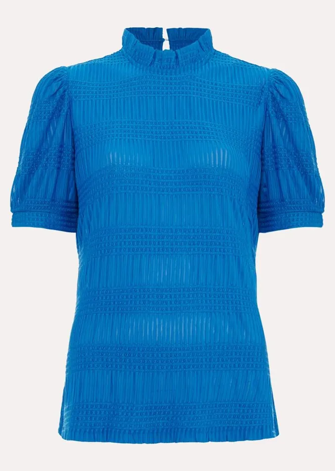 Samiha Textured Top Blue Women Phase Eight Tops and TShirts