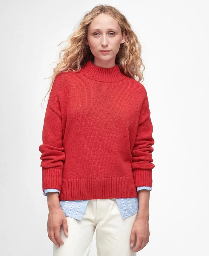 Sandy Knitted Jumper Blaze Red Women Barbour Jumpers