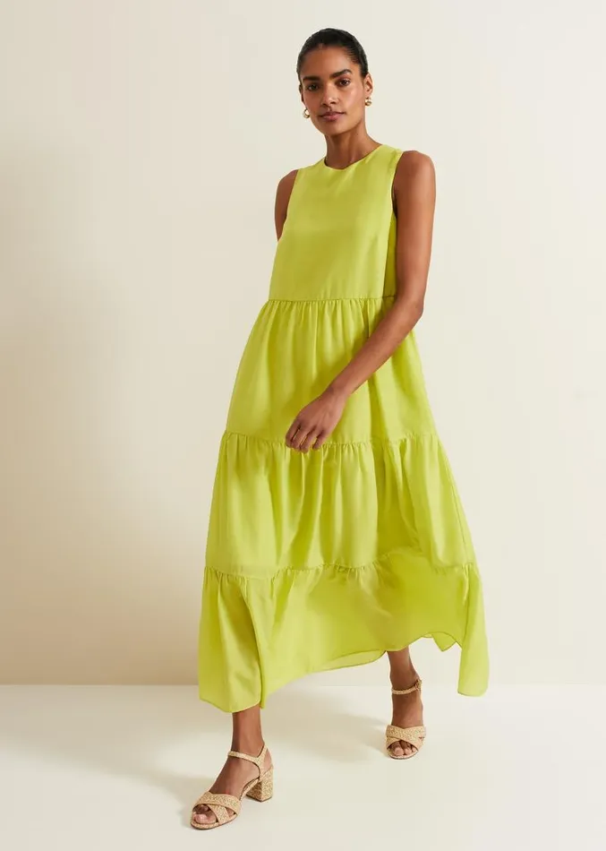 Sara Tiered Maxi Dress Lime Women Phase Eight Dresses