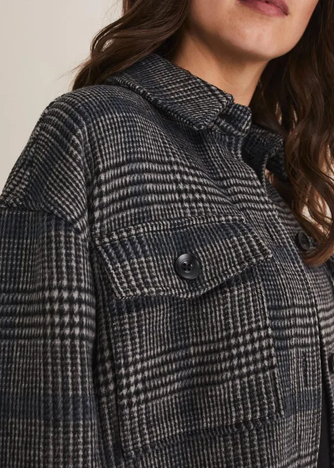Sarina Check Longline Shacket Navymulti Women Phase Eight Jackets