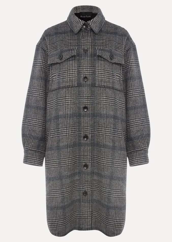Sarina Check Longline Shacket Navymulti Women Phase Eight Jackets