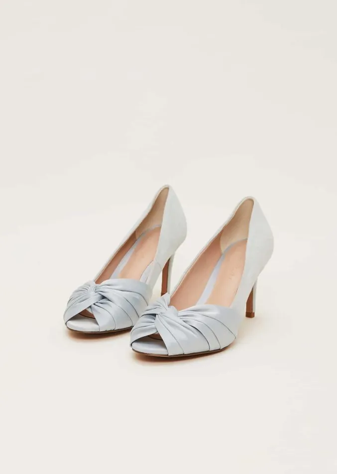 Satin Twist Peeptoe Shoe Eau De Nil Women Phase Eight Occasion Shoes