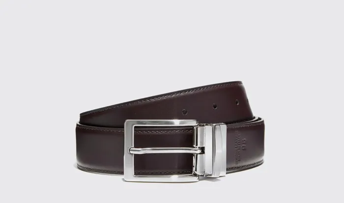 Scarosso Belts Men Cintura Reversibile Liscia Neramarrone Black Calf
