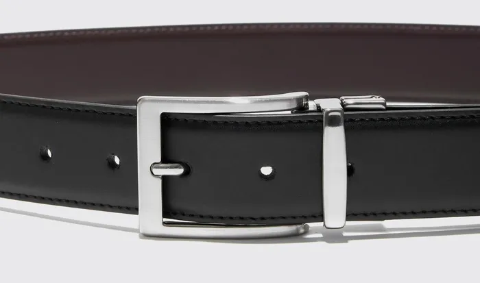Scarosso Belts Men Cintura Reversibile Liscia Neramarrone Black Calf