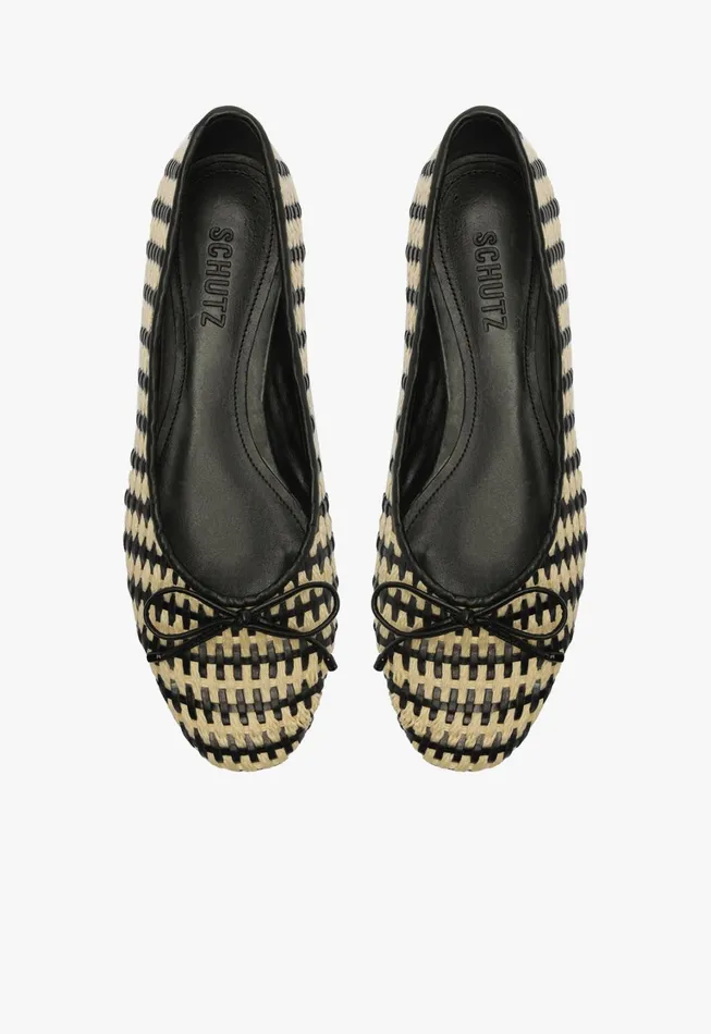 Schutz Shoes Ballerinas Women Arissa Straw Ballet Flat Black