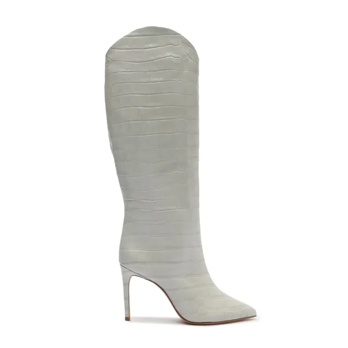 Schutz Shoes Maryana Boots Women Maryana CrocodileEmbossed Leather Boot Heather