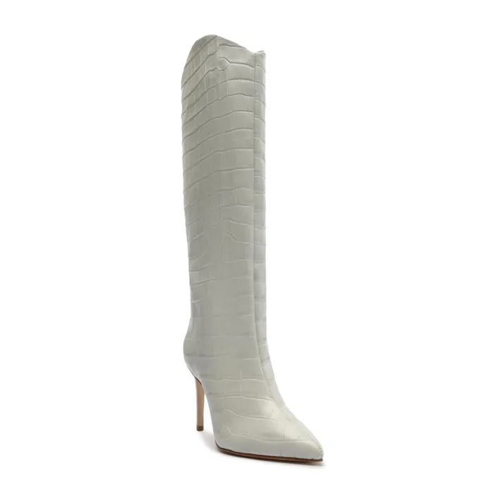 Schutz Shoes Maryana Boots Women Maryana CrocodileEmbossed Leather Boot Heather