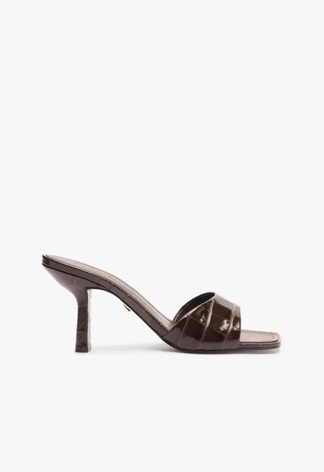 Schutz Shoes Mules Women Posseni Leather Sandal Dark Brown