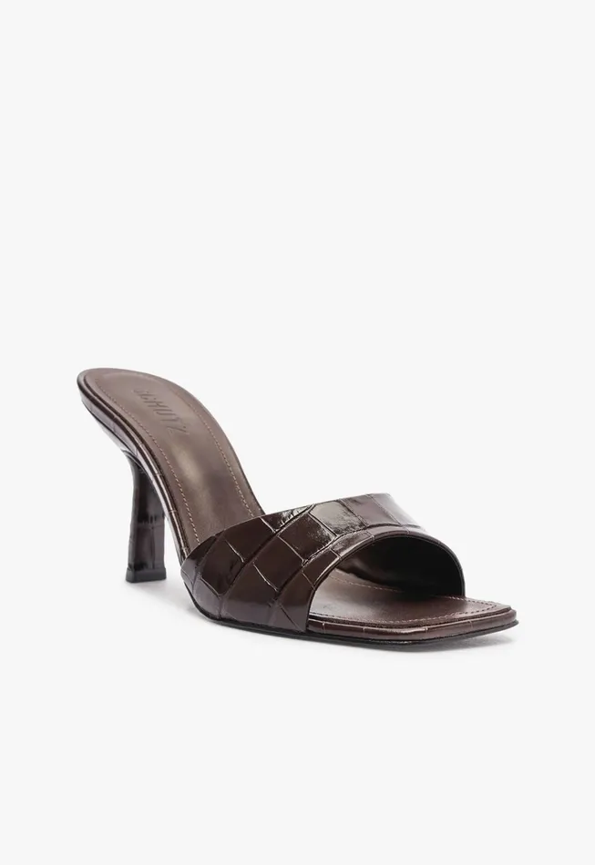 Schutz Shoes Mules Women Posseni Leather Sandal Dark Brown Schutz Shoes Mules Women Posseni Leather Sandal Dark Brown