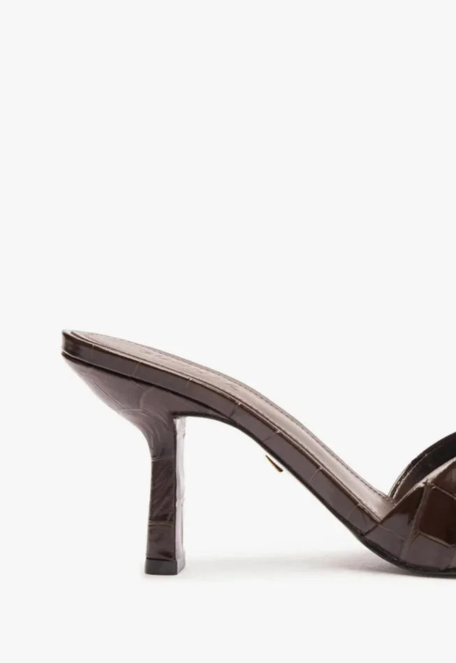 Schutz Shoes Mules Women Posseni Leather Sandal Dark Brown Schutz Shoes Mules Women Posseni Leather Sandal Dark Brown