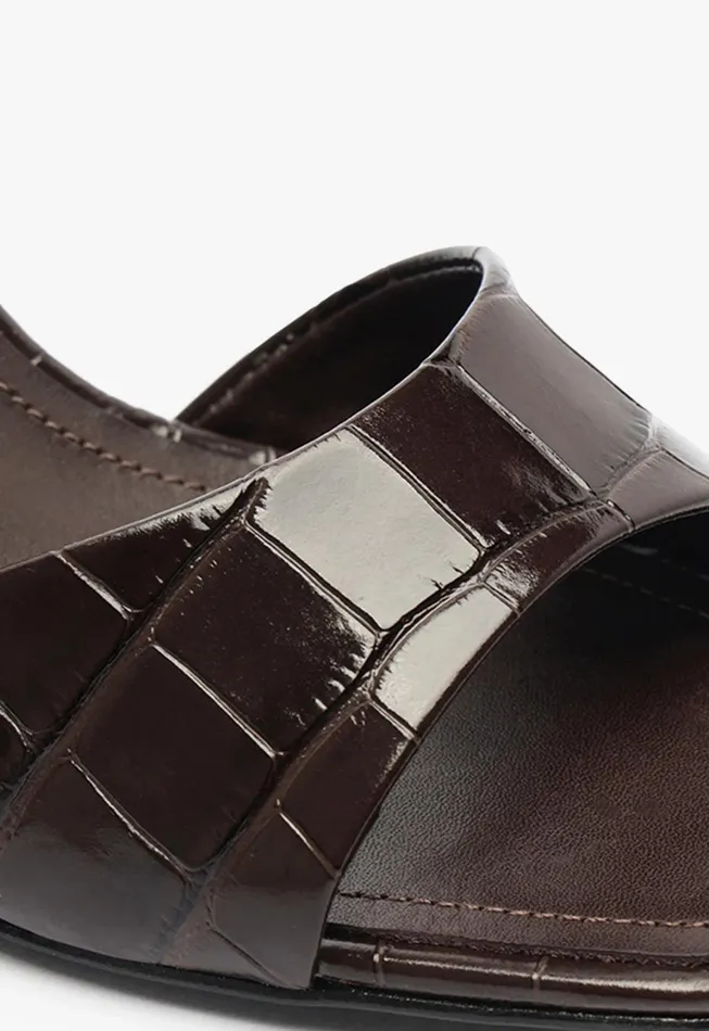 Schutz Shoes Mules Women Posseni Leather Sandal Dark Brown Schutz Shoes Mules Women Posseni Leather Sandal Dark Brown