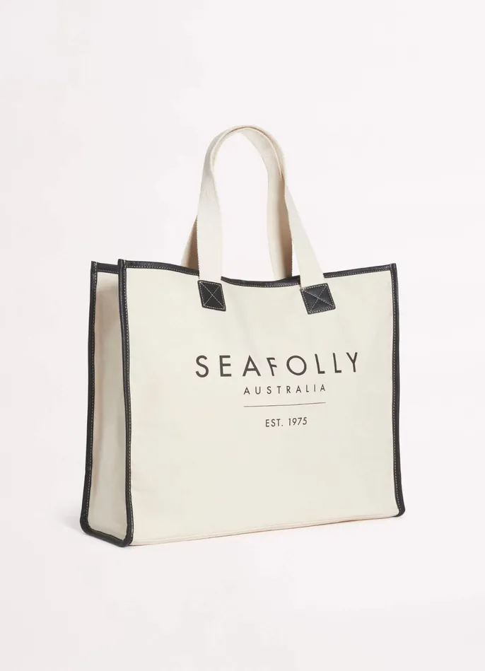 Seafolly Canvas Tote Bag 8211 Black Women Beach Bags Seafolly Canvas Tote Bag 8211 Black Women Beach Bags