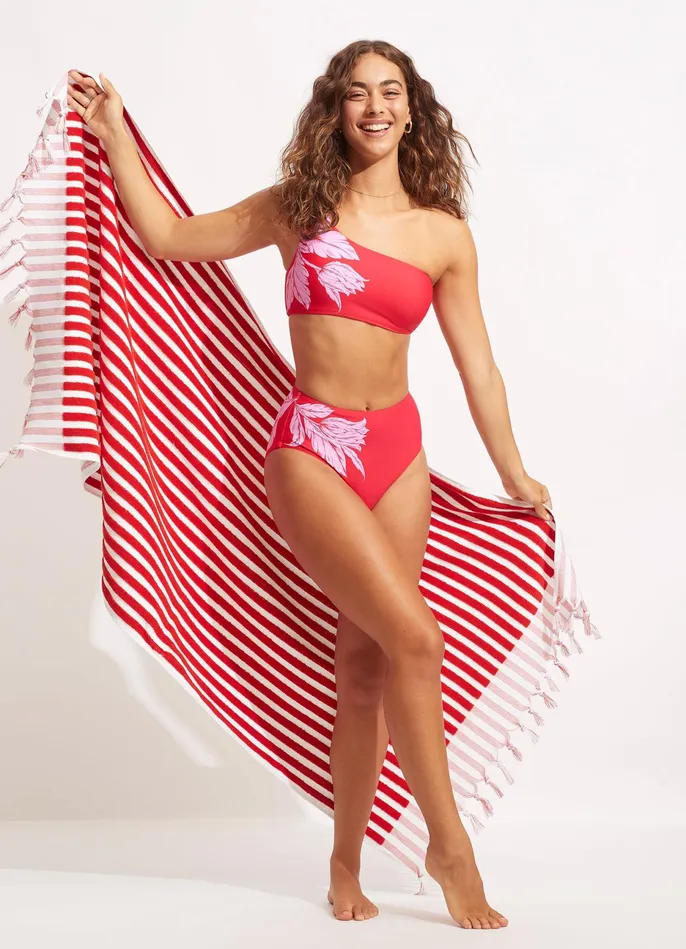 Seafolly Marina Stripe Towel 8211 Chilli Women Beach Towels