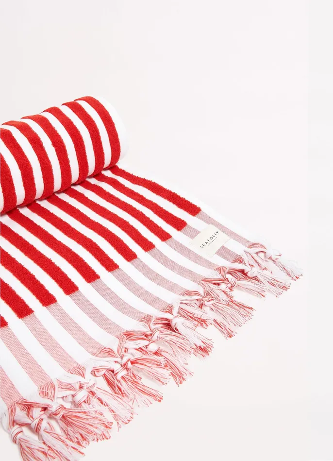 Seafolly Marina Stripe Towel 8211 Chilli Women Beach Towels Seafolly Marina Stripe Towel 8211 Chilli Women Beach Towels