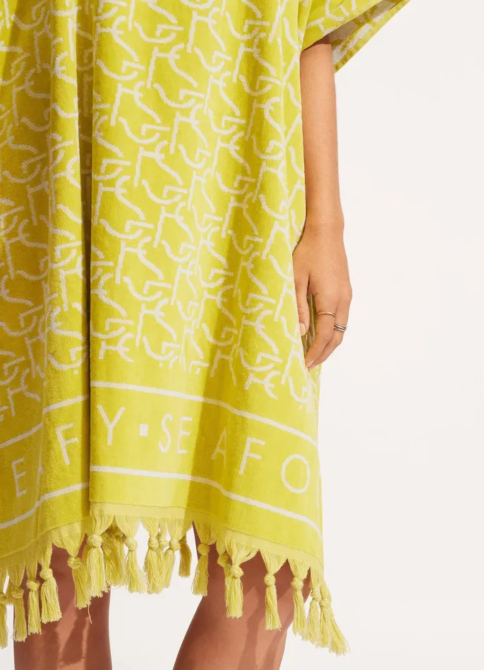 Seafolly SF Monogram Towel Poncho 8211 Wild Lime Women Beach Towels Seafolly SF Monogram Towel Poncho 8211 Wild Lime Women Beach Towels