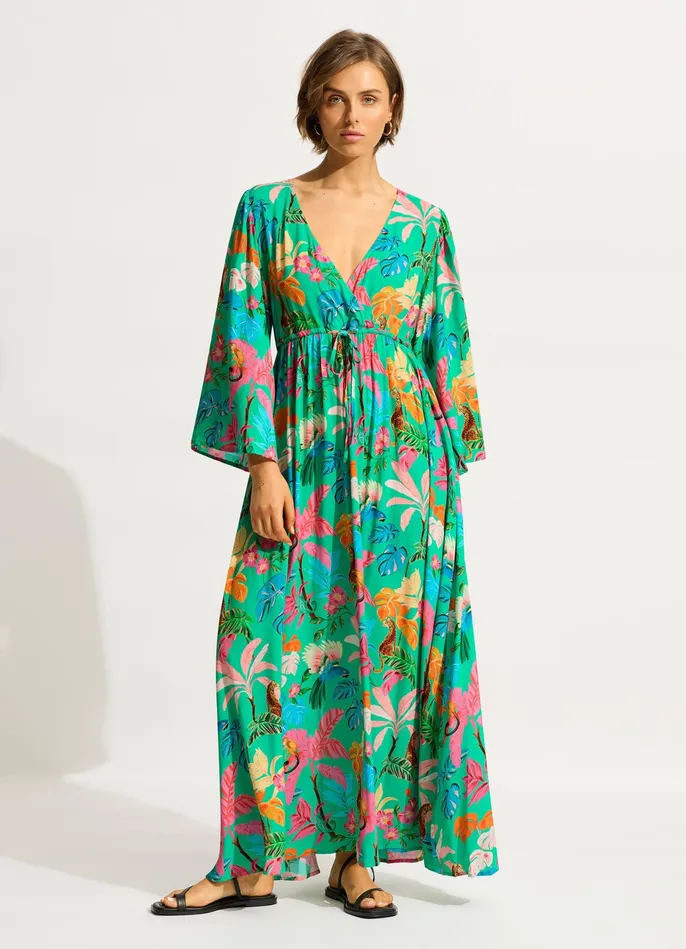 Seafolly Tropica Maxi Dress 8211 Jade Women Beach Dresses