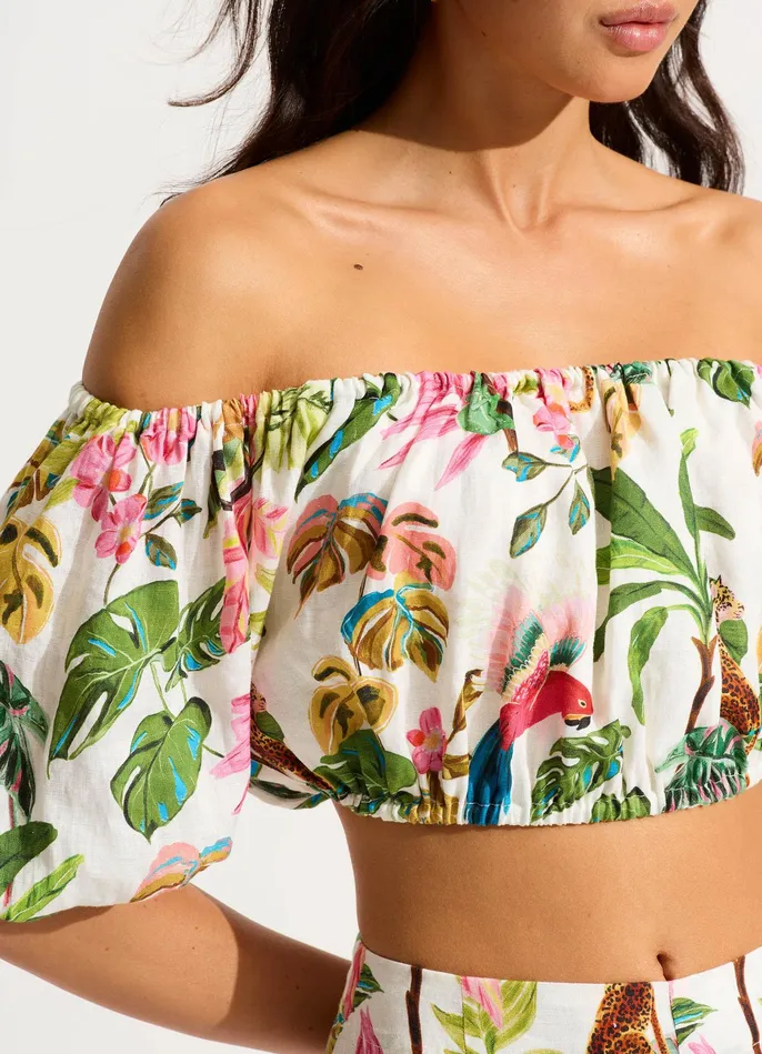 Seafolly Tropica OffShoulder Top 8211 Ecru Women Tops Seafolly Tropica OffShoulder Top 8211 Ecru Women Tops