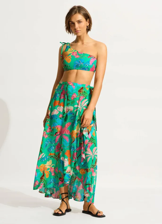 Seafolly Tropica Wrap Skirt 8211 Jade Women Skirts and Sarongs