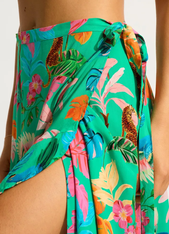Seafolly Tropica Wrap Skirt 8211 Jade Women Skirts and Sarongs Seafolly Tropica Wrap Skirt 8211 Jade Women Skirts and Sarongs