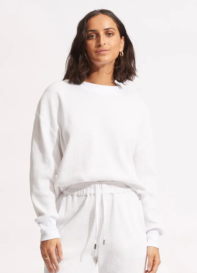 Seafolly Waffle Sweat Top 8211 White Women Tops