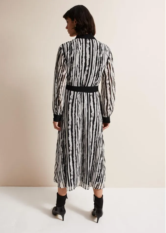 Serena Striped Midi Dress Blackivory Women Phase Eight Dresses
