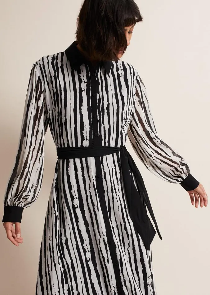 Serena Striped Midi Dress Blackivory Women Phase Eight Dresses