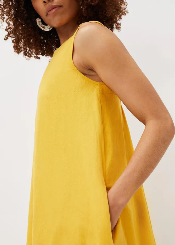 Sheila Linen Trapeze Open Back Dress Ochre Women Phase Eight Dresses