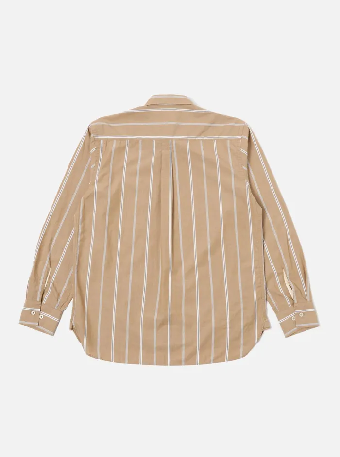 Shirts Men Universal Works Universal Works Lazy Day Shirt In Sand Sydney Stripe