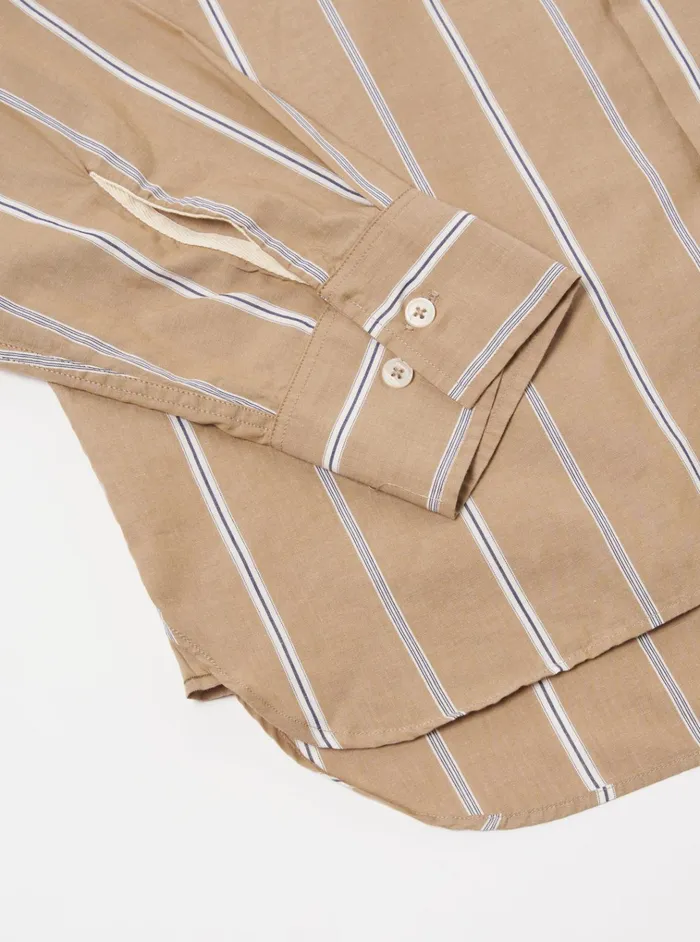 Shirts Men Universal Works Universal Works Lazy Day Shirt In Sand Sydney Stripe