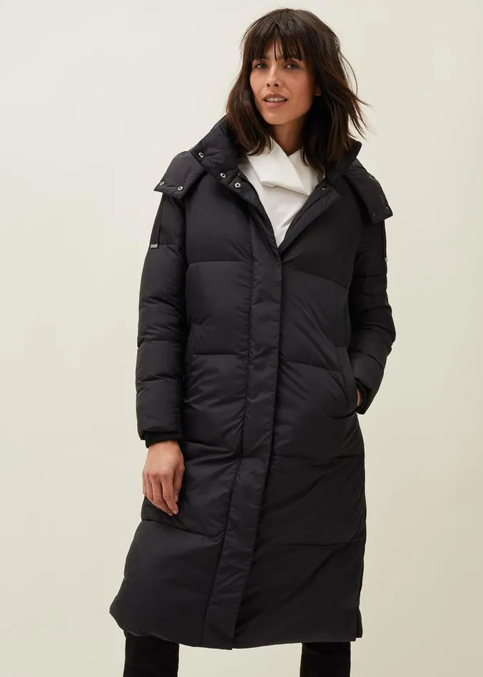 Shona Midi Quilted Puffer Coat Black Women Phase Eight Coats