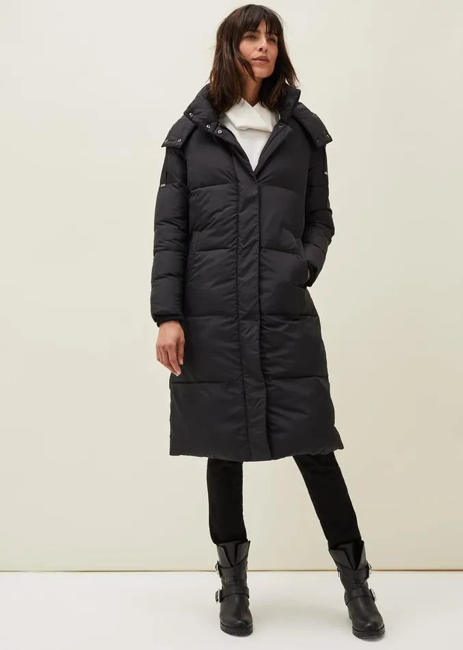 Shona Midi Quilted Puffer Coat Black Women Phase Eight Coats