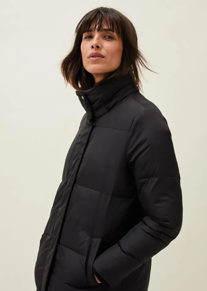 Shona Midi Quilted Puffer Coat Black Women Phase Eight Coats