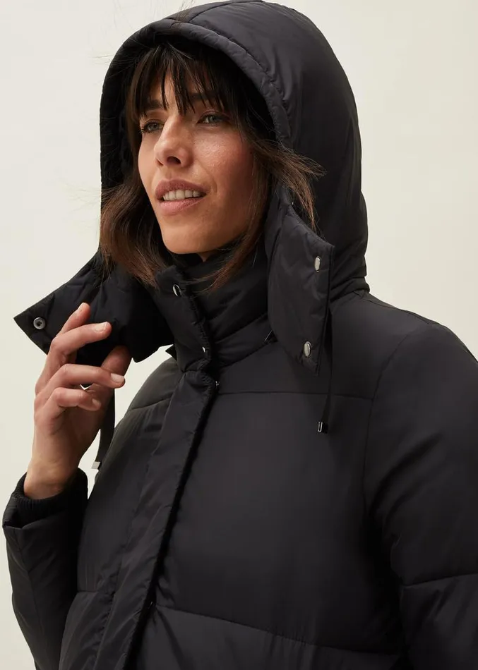 Shona Midi Quilted Puffer Coat Black Women Phase Eight Coats