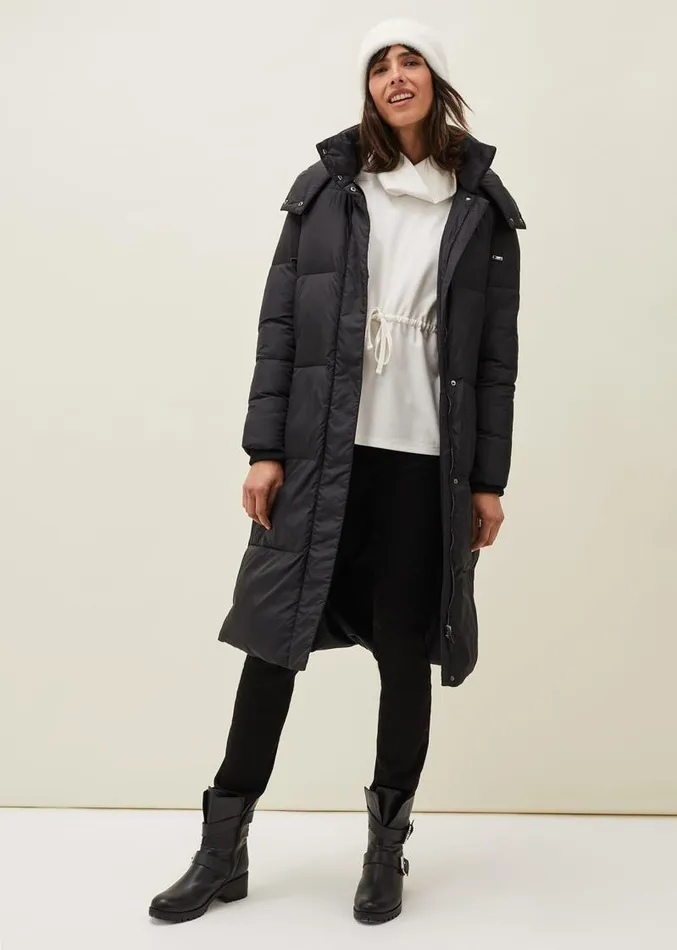 Shona Midi Quilted Puffer Coat Black Women Phase Eight Coats