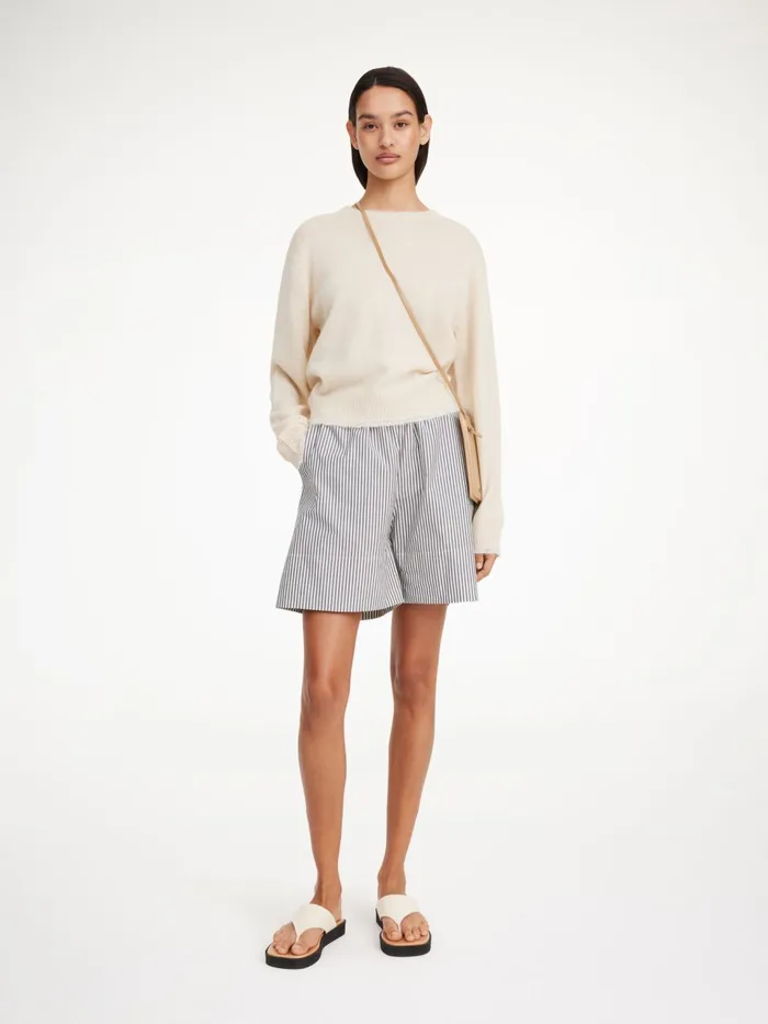 Shorts Women By Malene Birger Siona Organic Cotton Shorts Navy Stripe