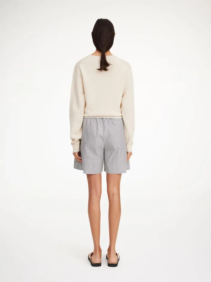 Shorts Women By Malene Birger Siona Organic Cotton Shorts Navy Stripe